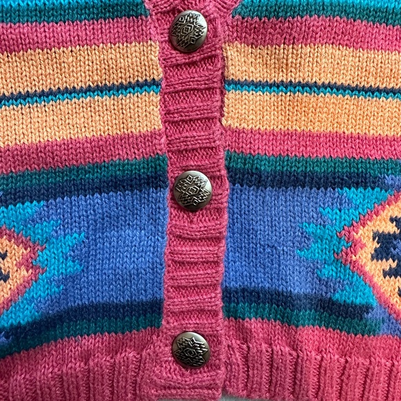 Vintage Nuovo Cardigan Sweater Knit Southwestern Aztec Desert Boho Tribal Wmns M - Picture 3 of 7